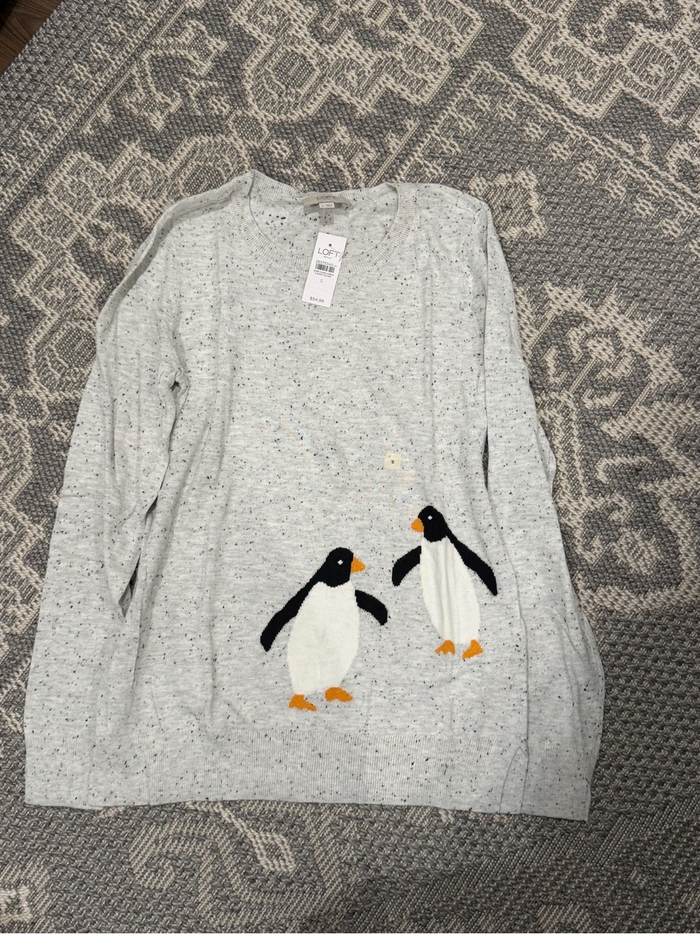 LOFT Speckled Gray Crewneck Sweater